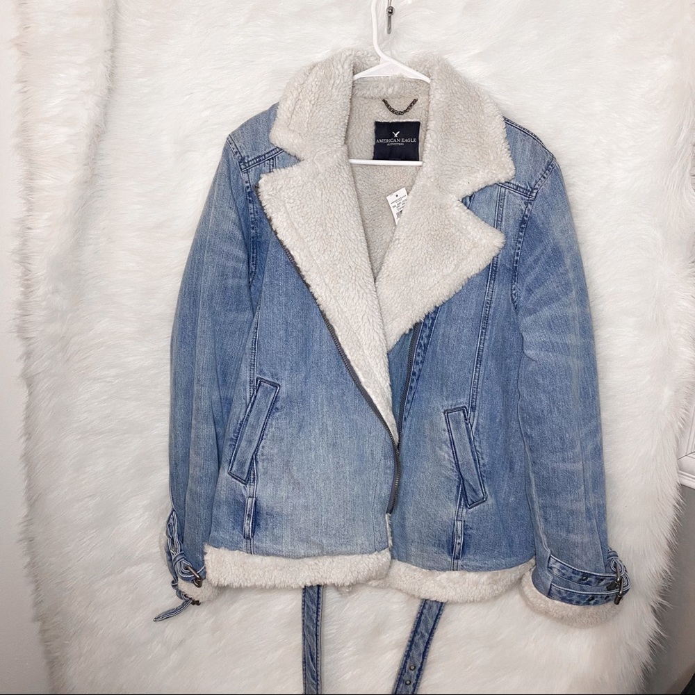 American Eagle Shearling Lined Denim Jacket